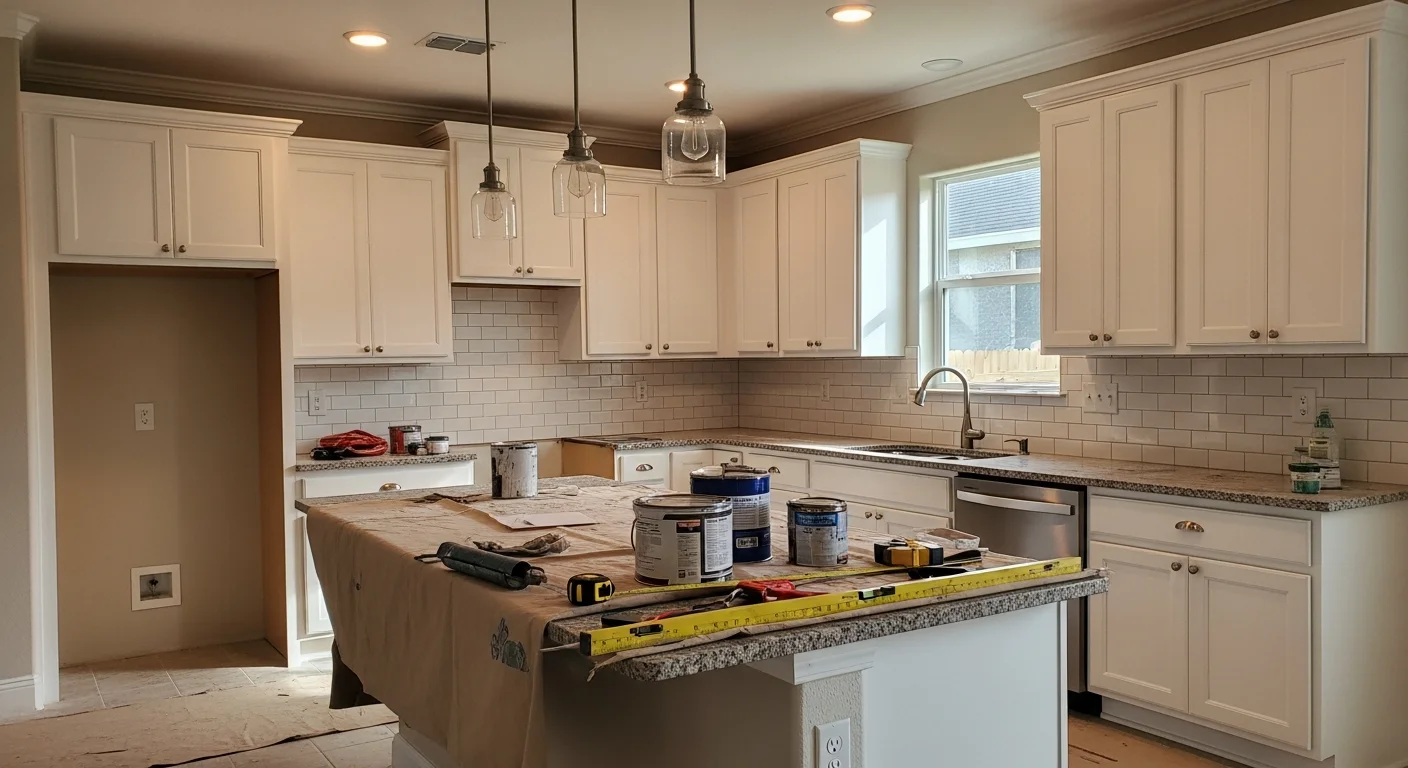 Modern kitchen remodel with custom cabinets and granite countertops