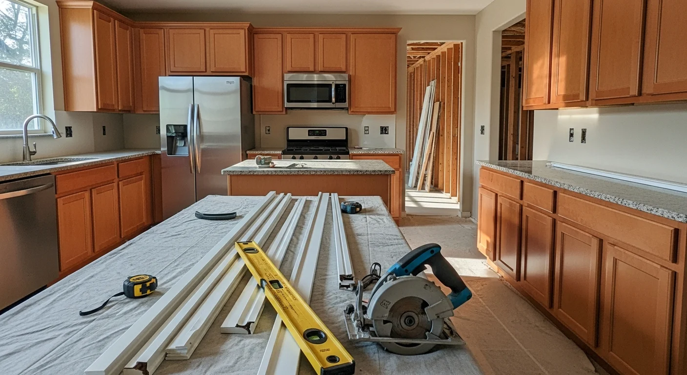 Home remodeling project showing interior renovation work